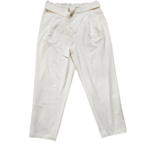 SIZE L (12-14 US) Cropped dress pant High waist White Pockets CALVIN KLEIN - Picture 7 of 15